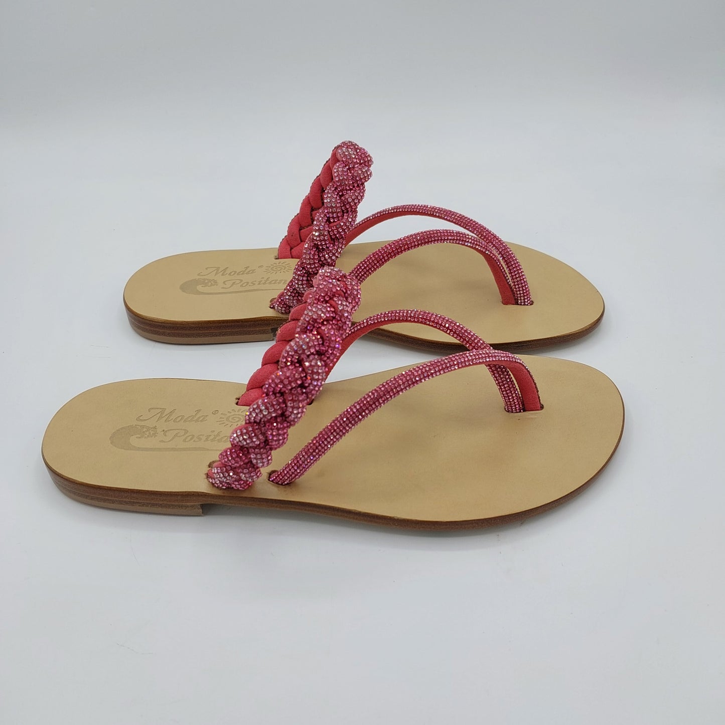 Positano ciabatta fuxia glitter