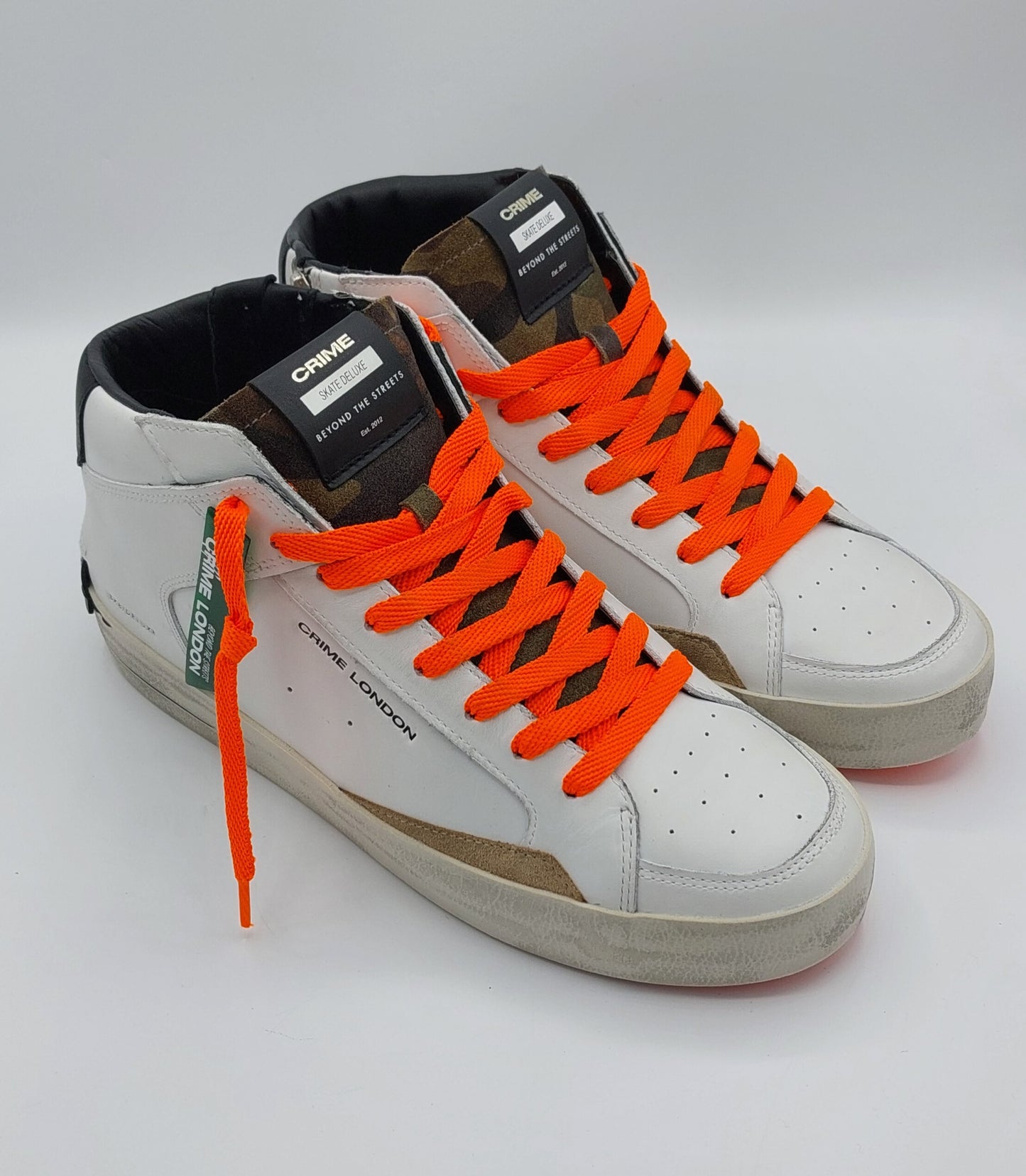 Crime London Sneakers alta in pelle bianca