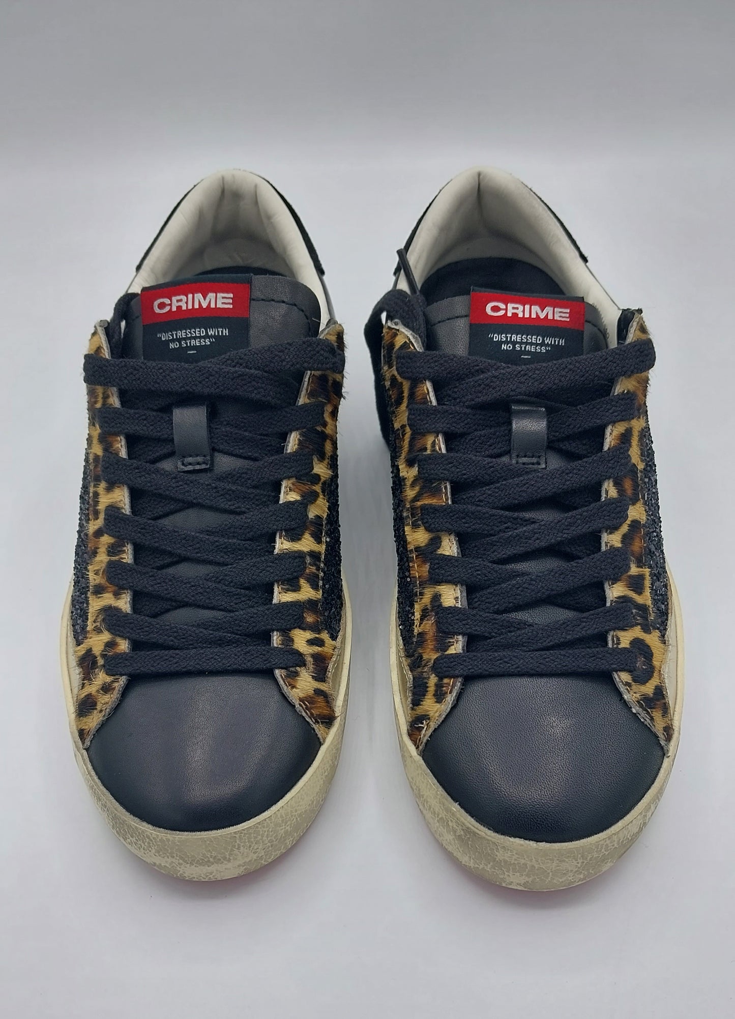 Crime London Baskets femme noires à paillettes