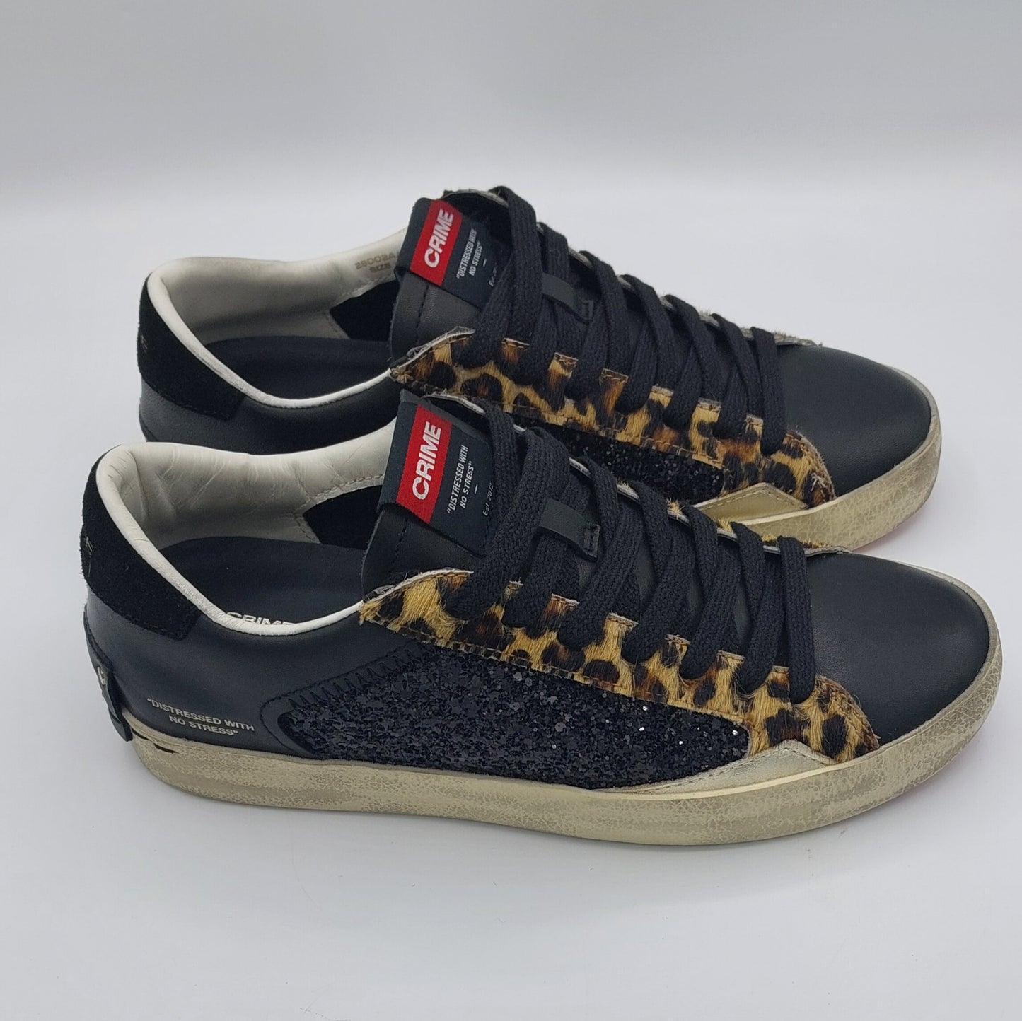 Crime London Baskets femme noires à paillettes