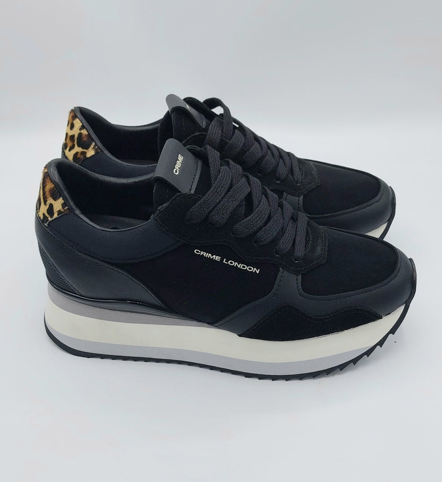 Crime London Baskets femme noires avec plateforme