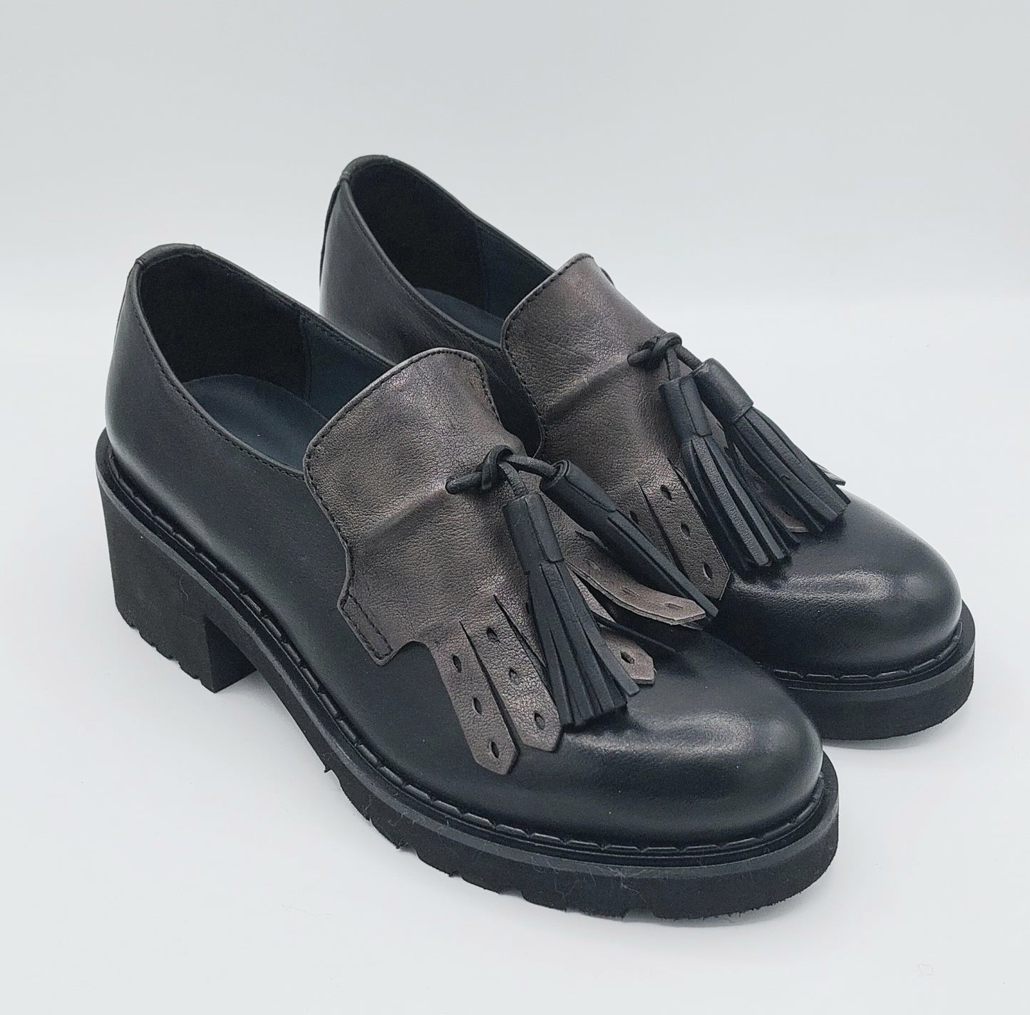 Calpierre mocassino bicolore nero grigio