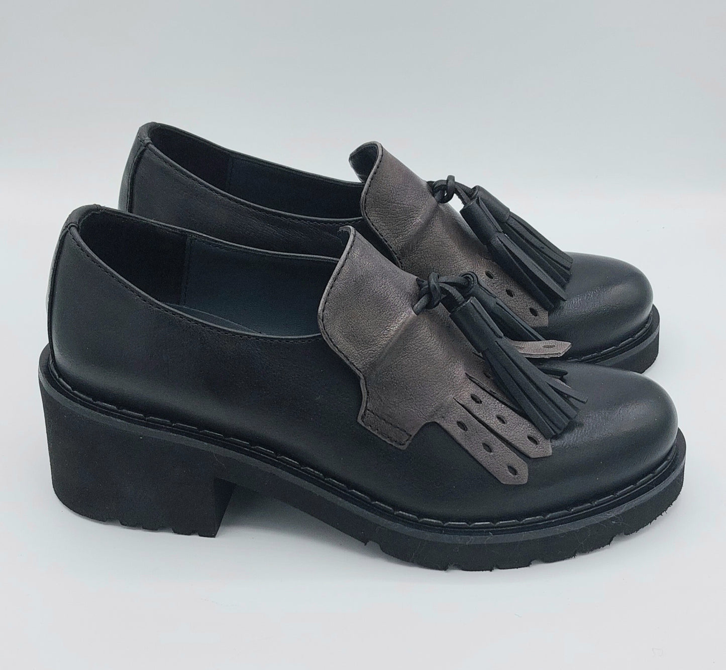 Calpierre mocassino bicolore nero grigio