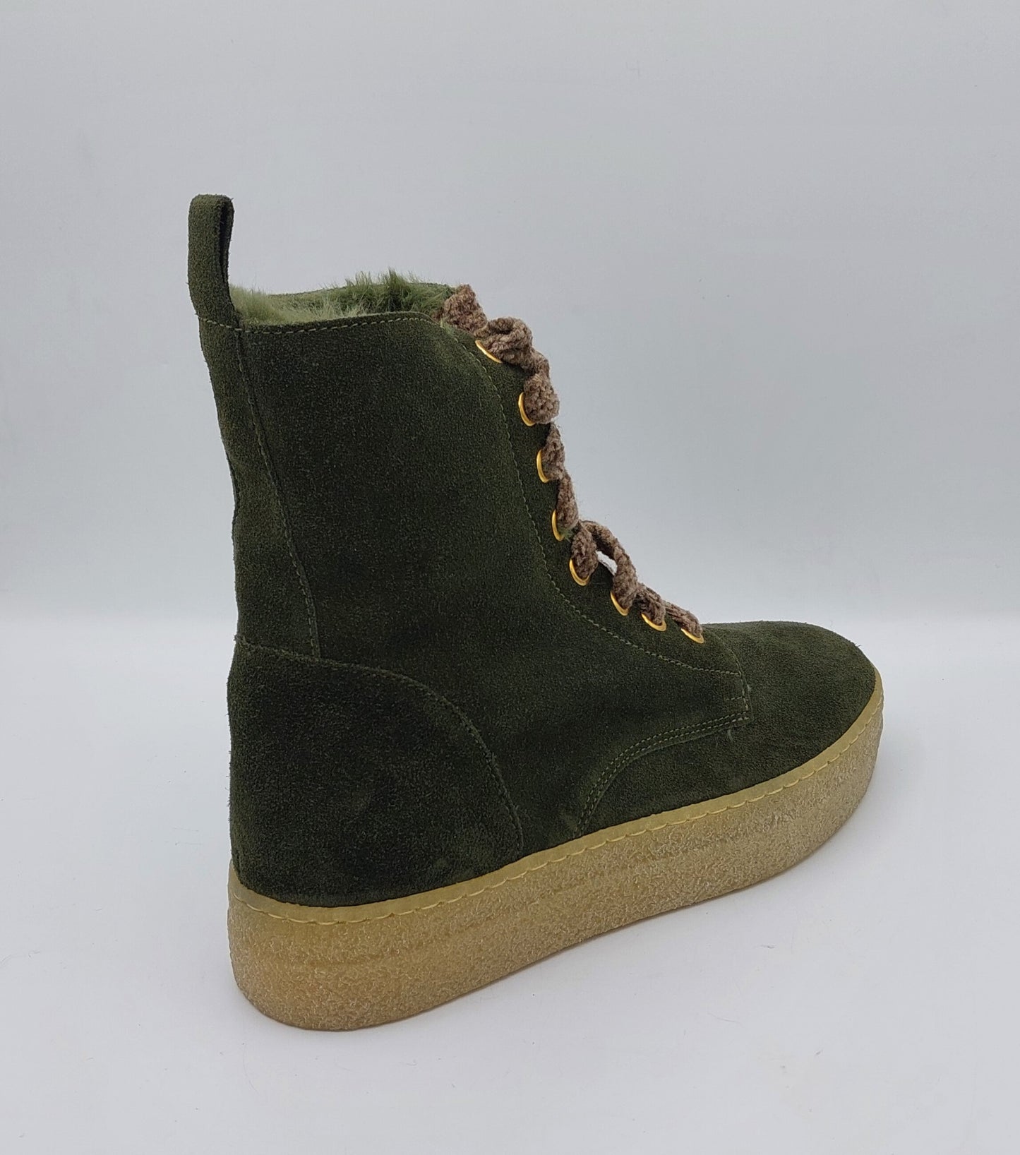 Cantini scarponcino pelliccia camoscio verde