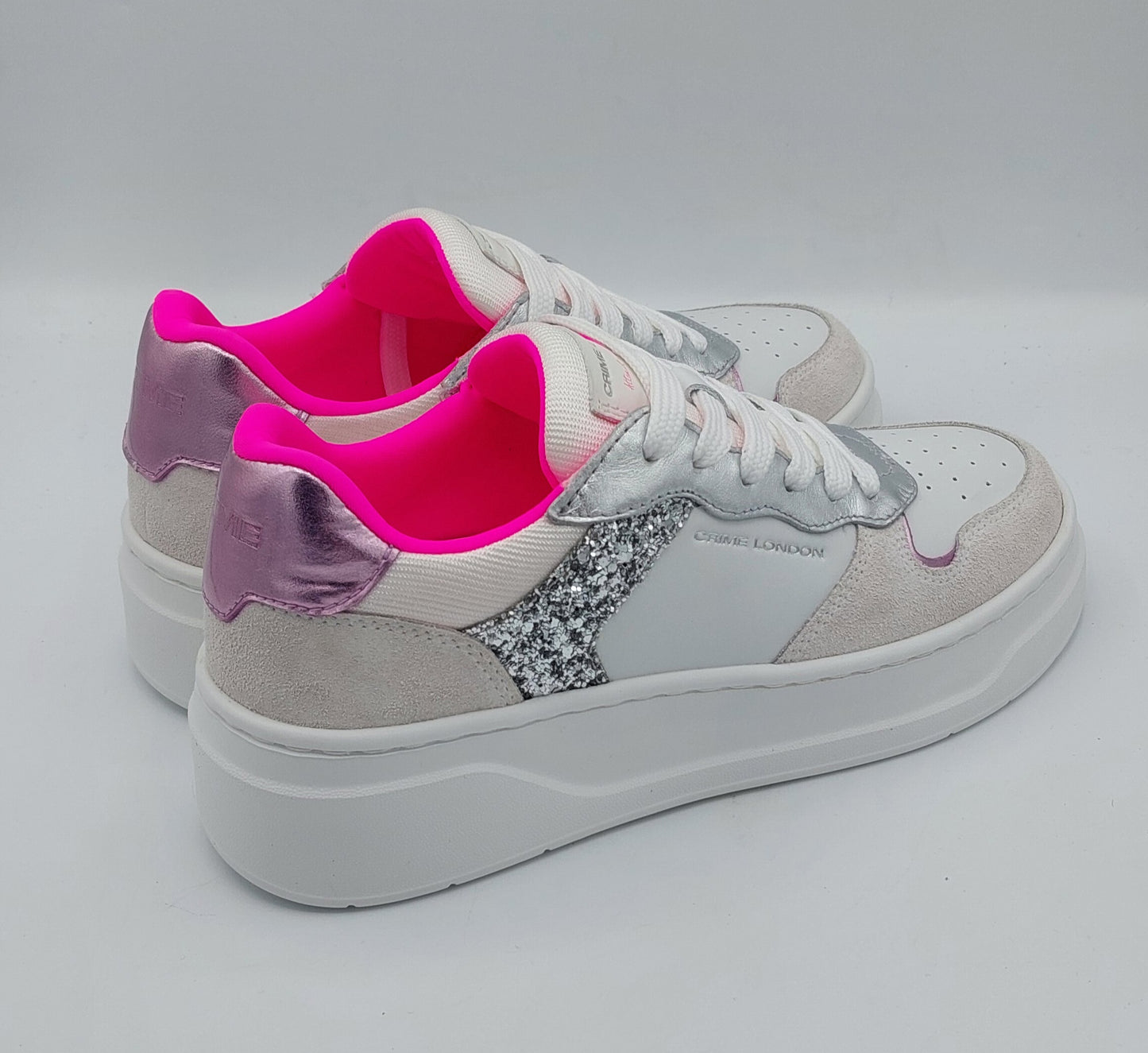 Crime London sneakers bianca e fuxia