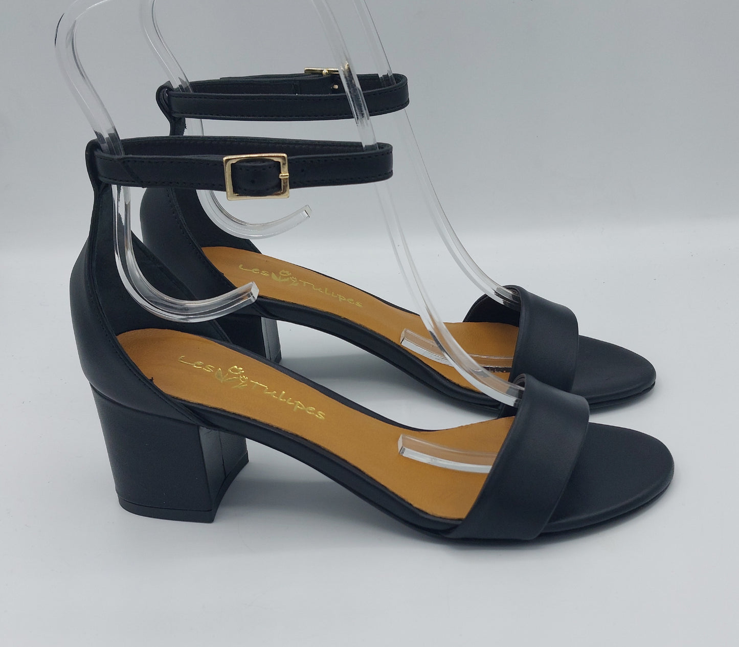 Sandale Les tulipes en cuir noir