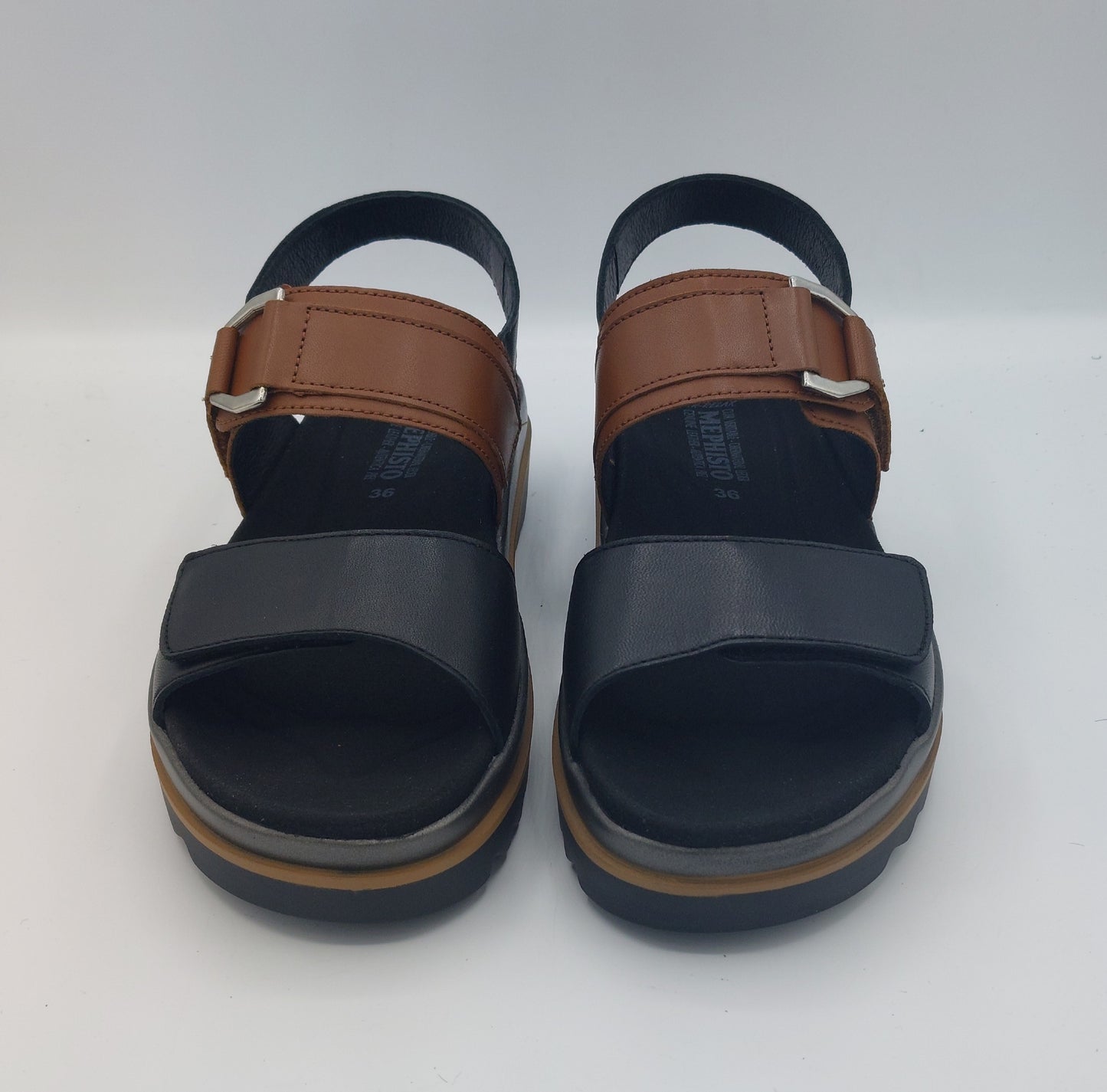 Mephisto sandalo bicolore cuoio e nero