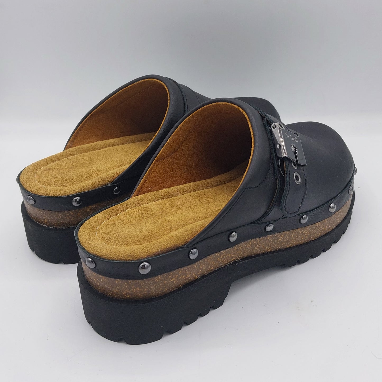 Scholl zoccolo in pelle nera