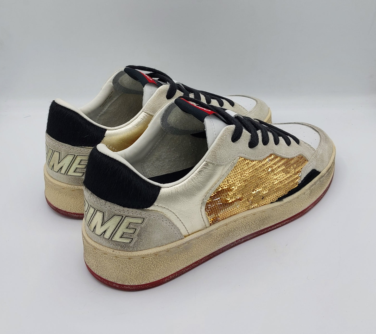 Crime london sneakers bianca con paiettes oro