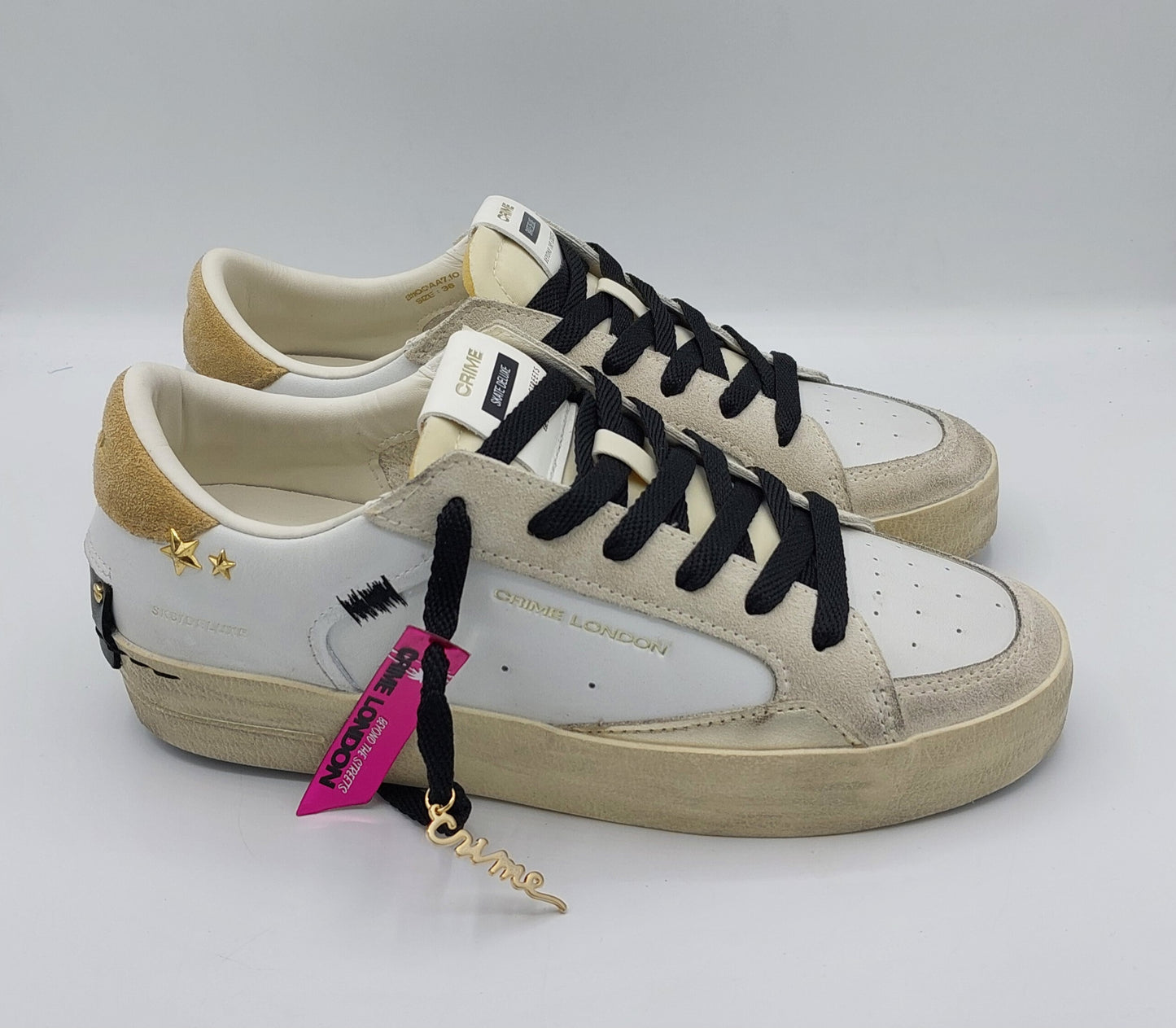 Baskets femme Crime London en cuir blanc