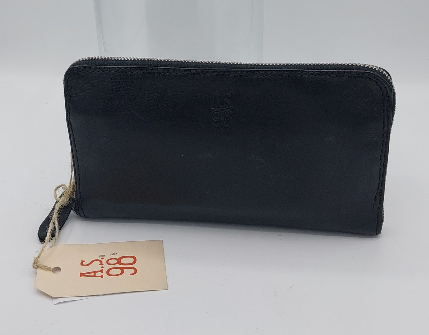 Portefeuille en cuir noir AS98
