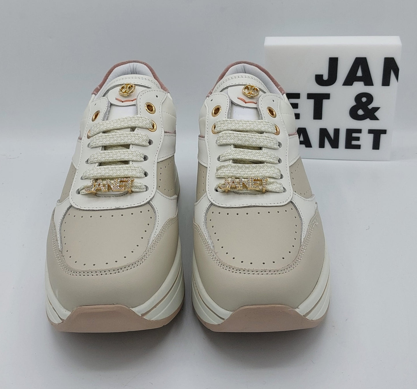 Janet e Janet sneakers in pelle beige