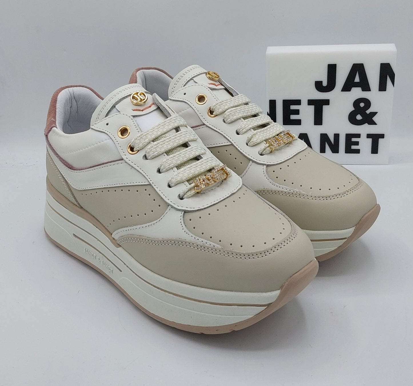 Janet e Janet sneakers in pelle beige