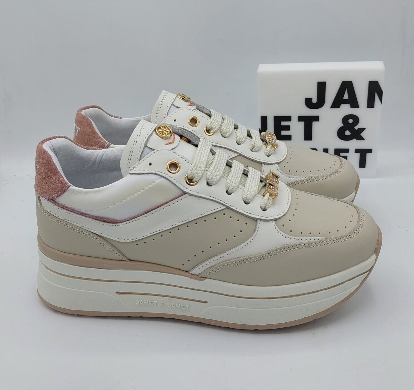 Janet e Janet sneakers in pelle beige