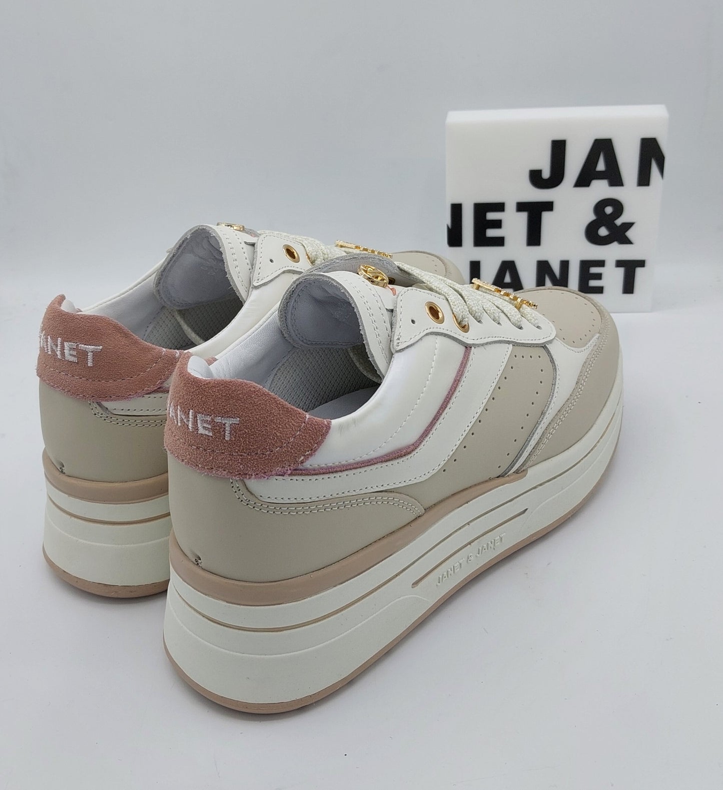 Janet e Janet sneakers in pelle beige