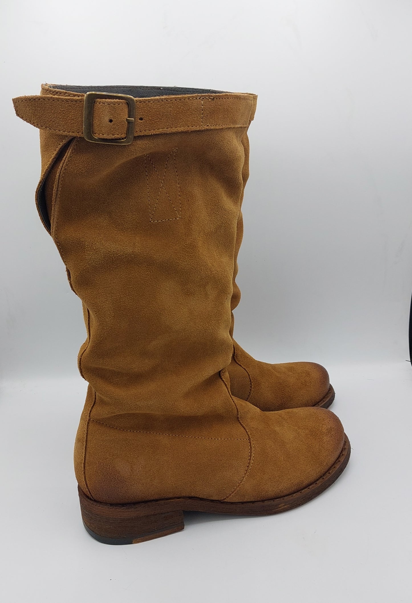 Felmini stivale bikers camoscio tabacco