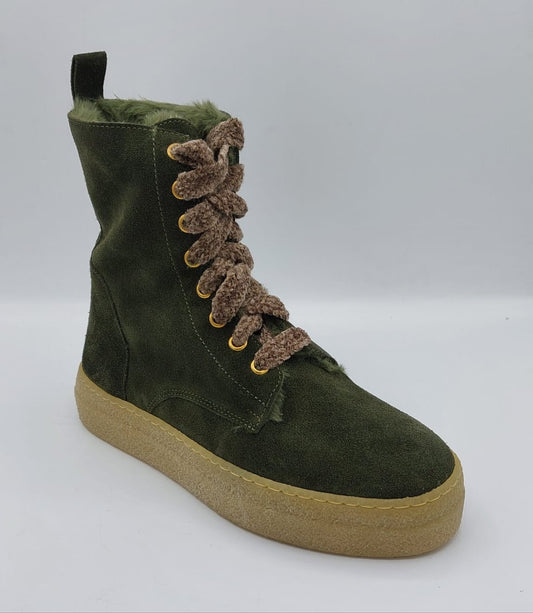 Cantini scarponcino pelliccia camoscio verde