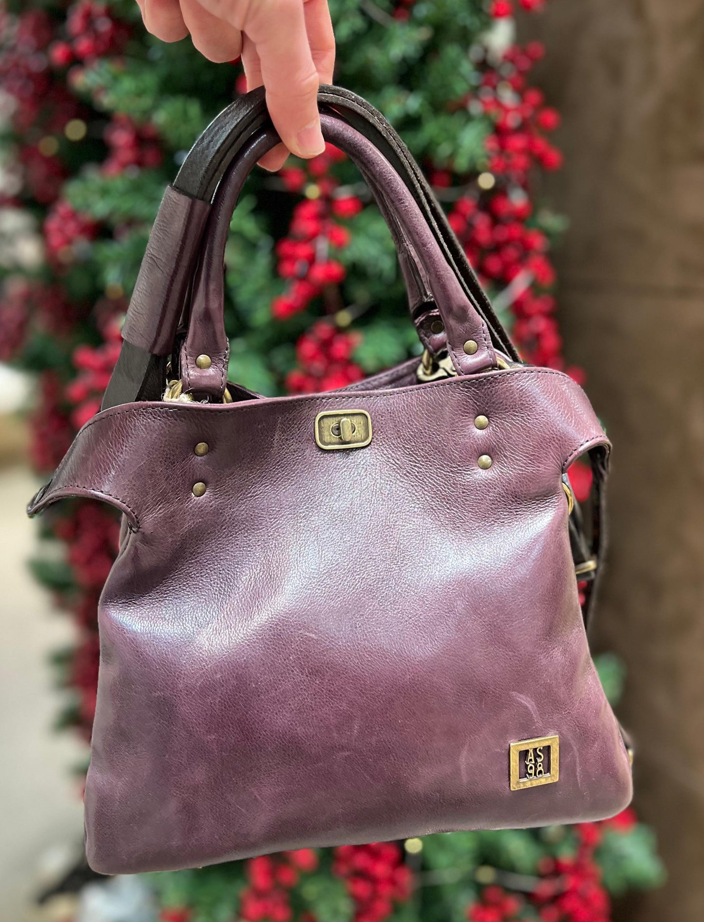 A.S.98 borsa in pelle bordeaux