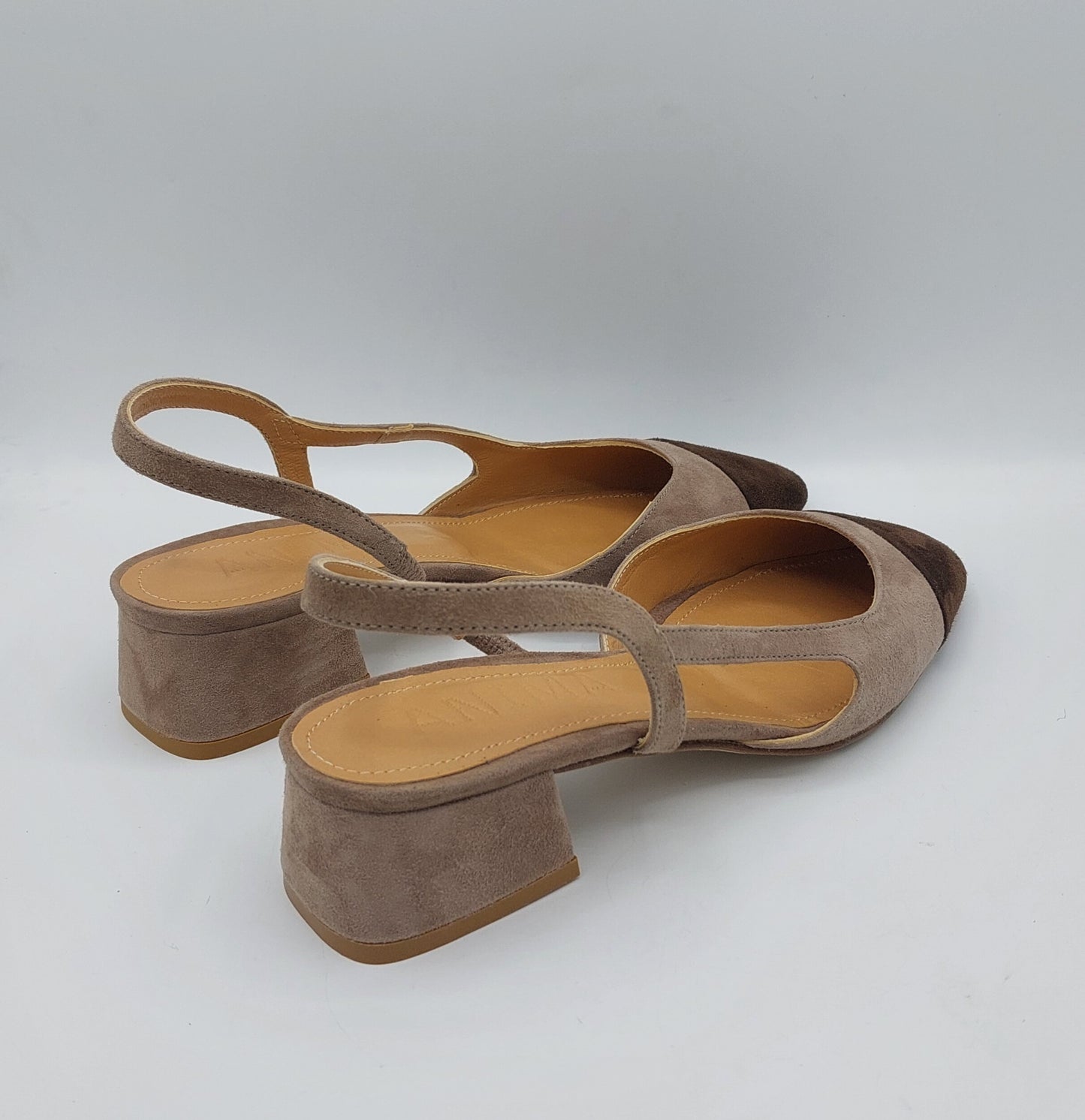 Anima chanel camoscio bicolore beige marrone