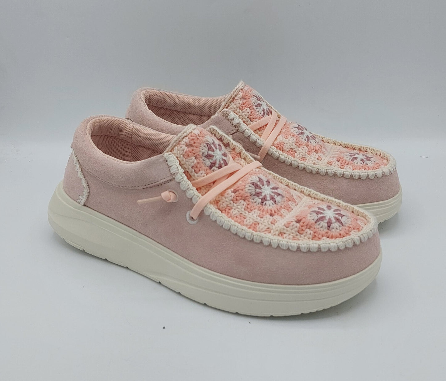 Dude scarpa rosa con suola alta