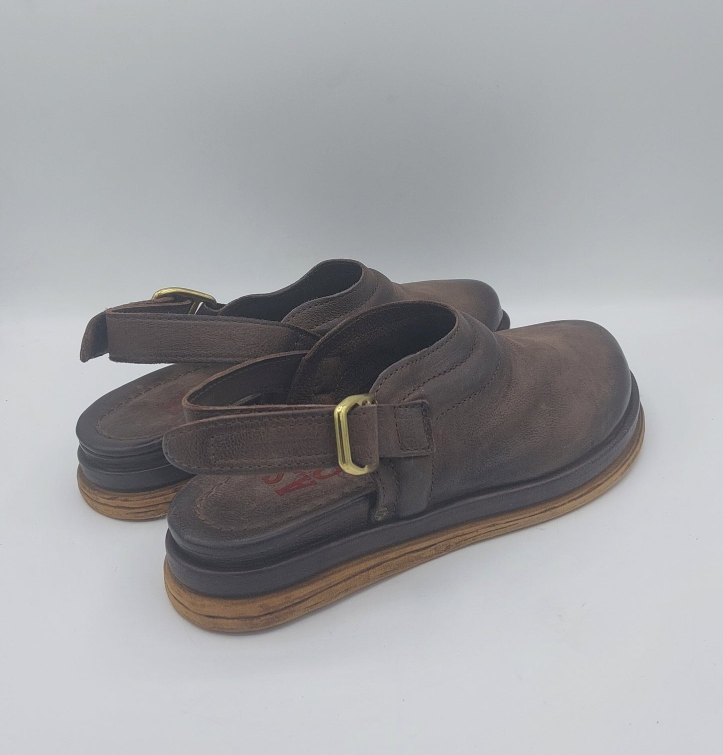 A.S.98 sabot con laccio in pelle marrone