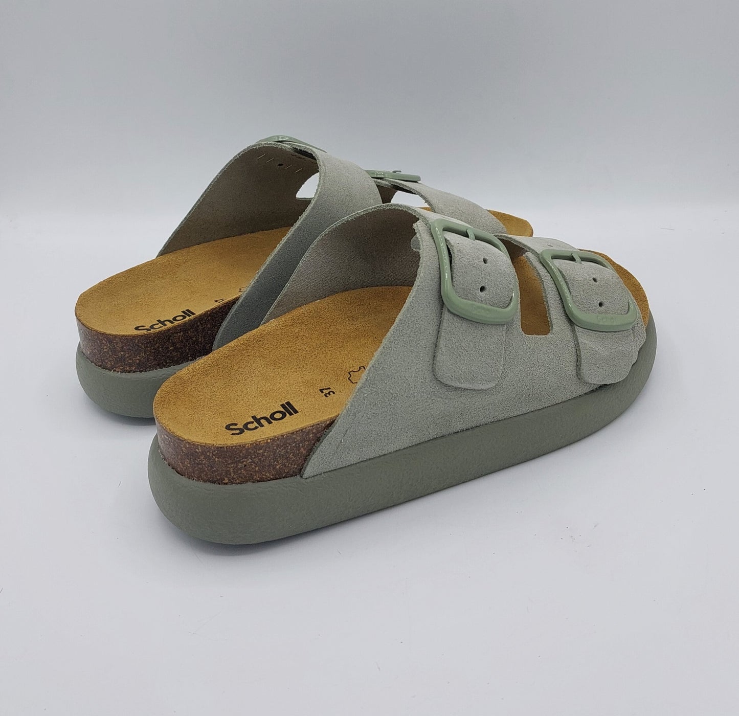 Scholl ciabatta color verde salvia