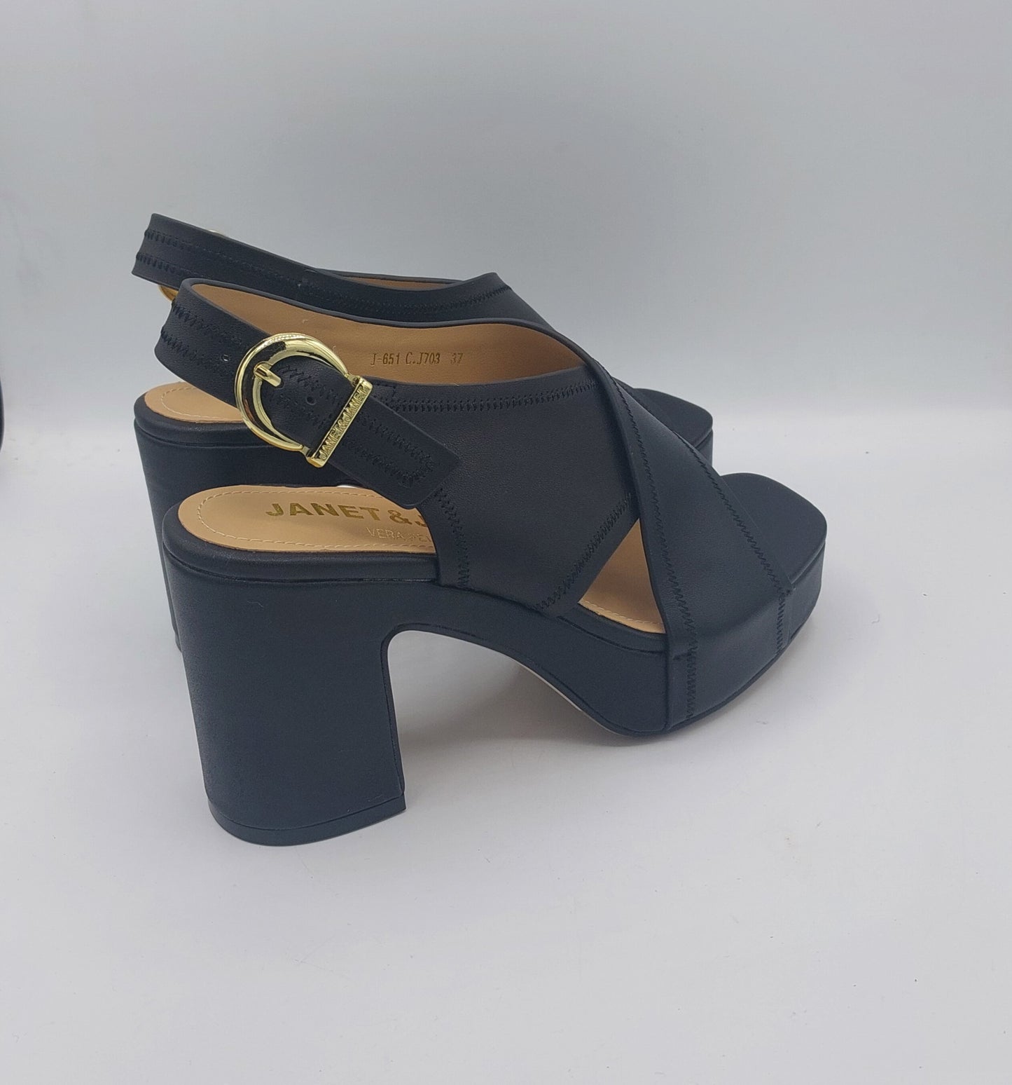 Janet e Janet sandalo incrocio pelle nera