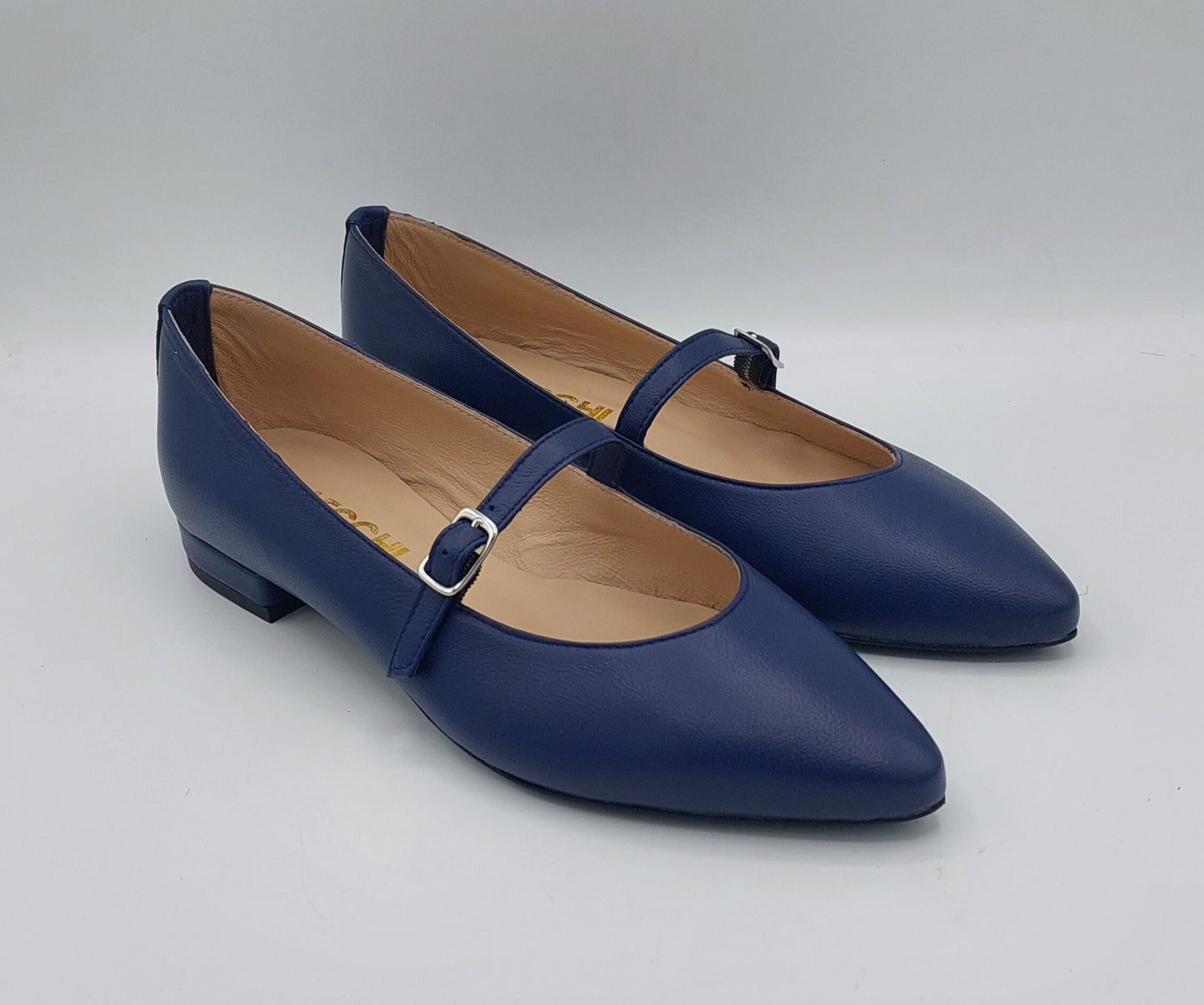 Ballerina artigianale in nappa blu