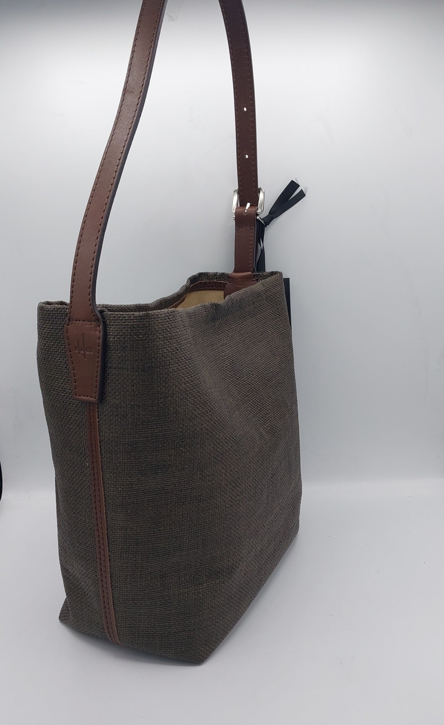 Hags borsa secchiello in tela raffia color ebano