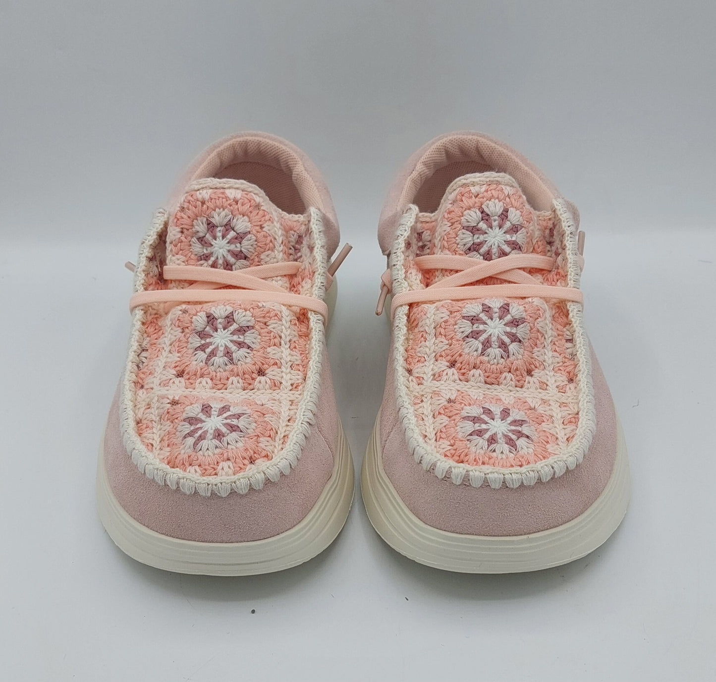 Dude scarpa rosa con suola alta