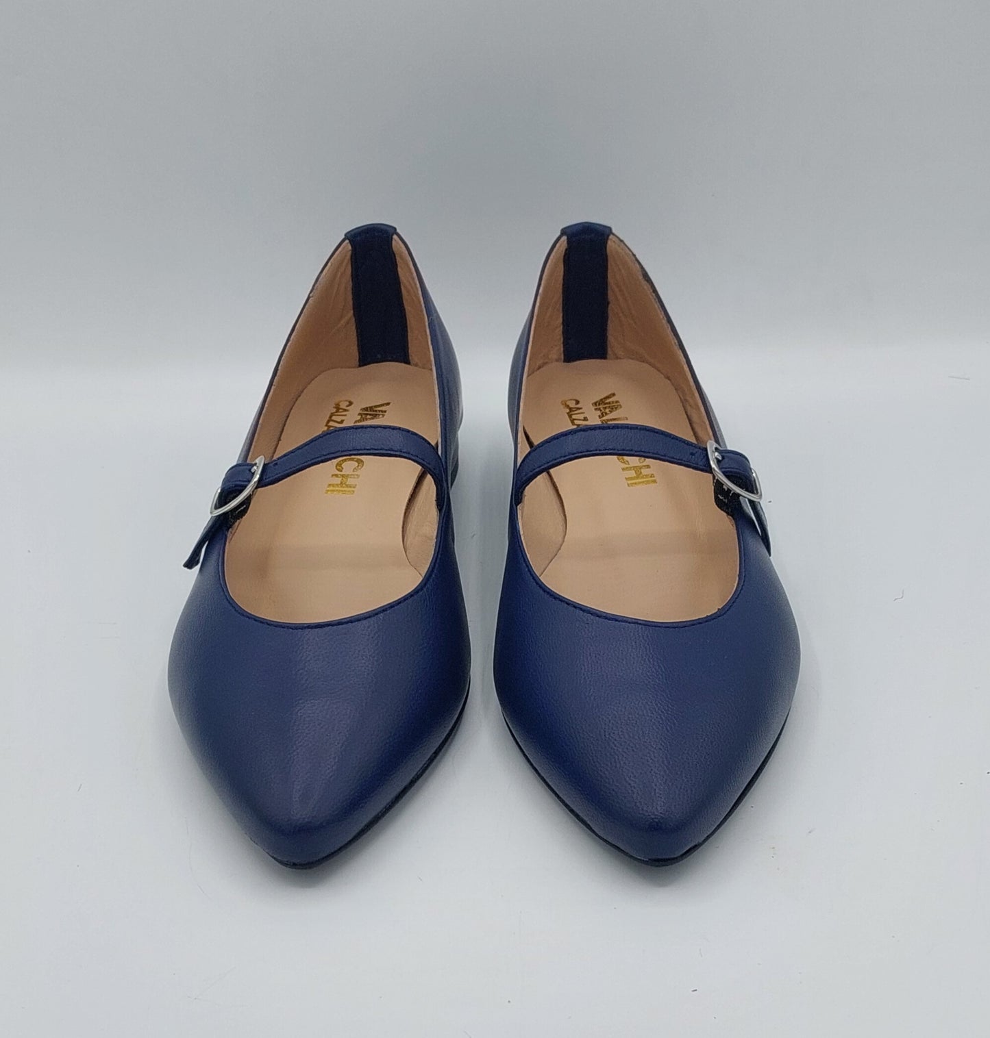 Ballerina artigianale in nappa blu