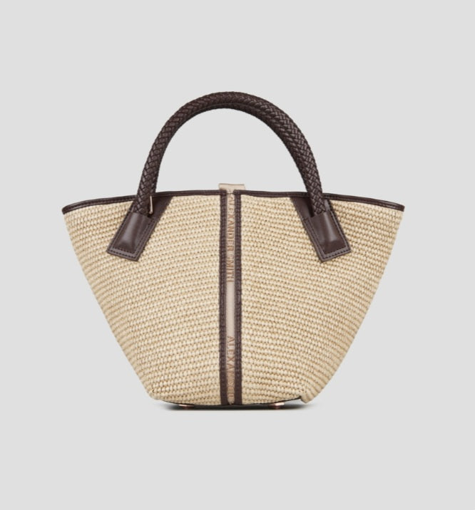 Alexander smith borsa raffia naturale rifiniture T.moro misura media