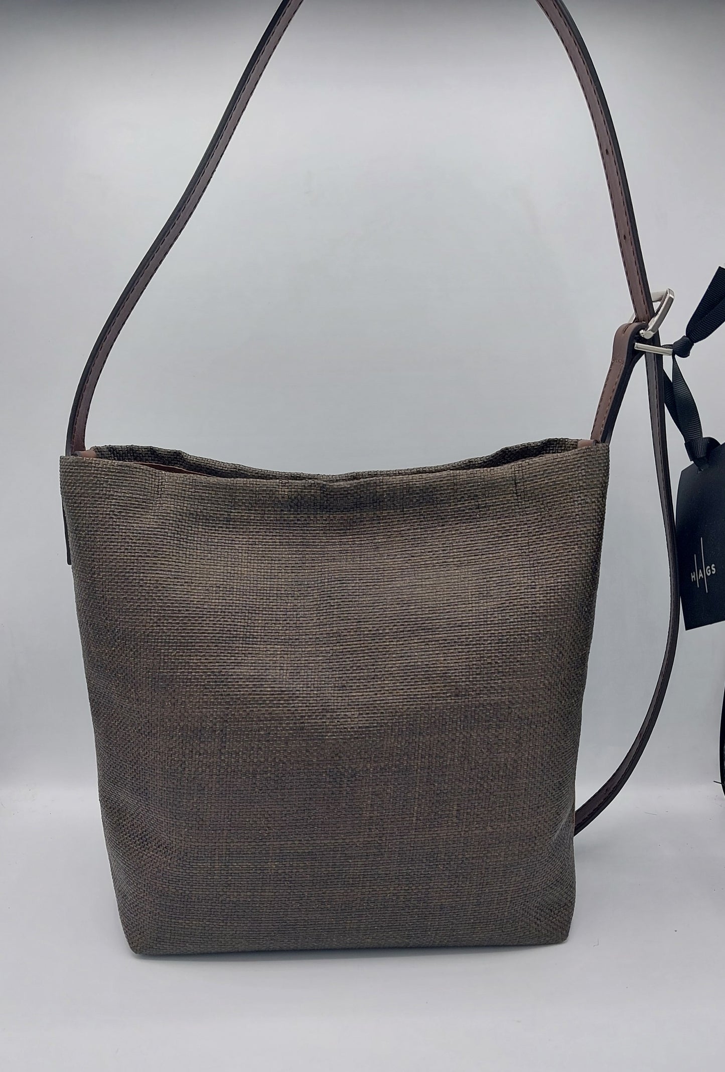 Hags borsa secchiello in tela raffia color ebano