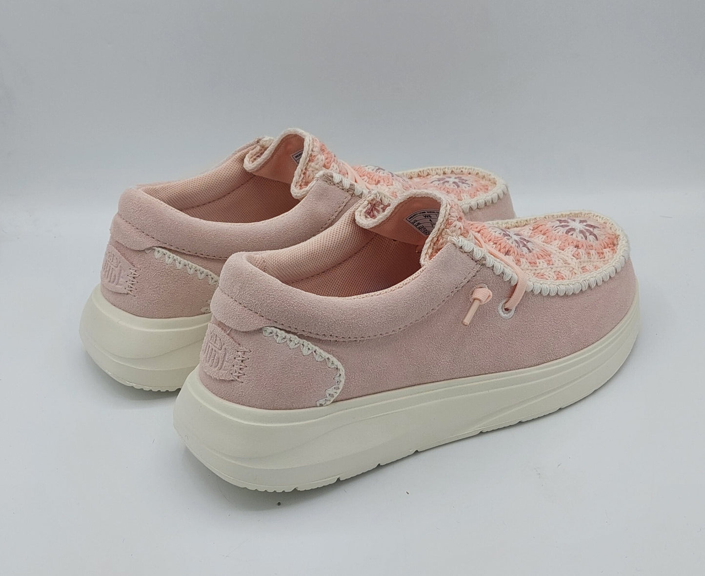 Dude scarpa rosa con suola alta