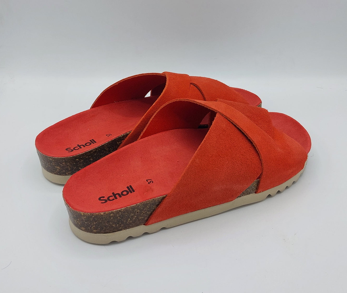 Scholl ciabatta incrocio camoscio rossa