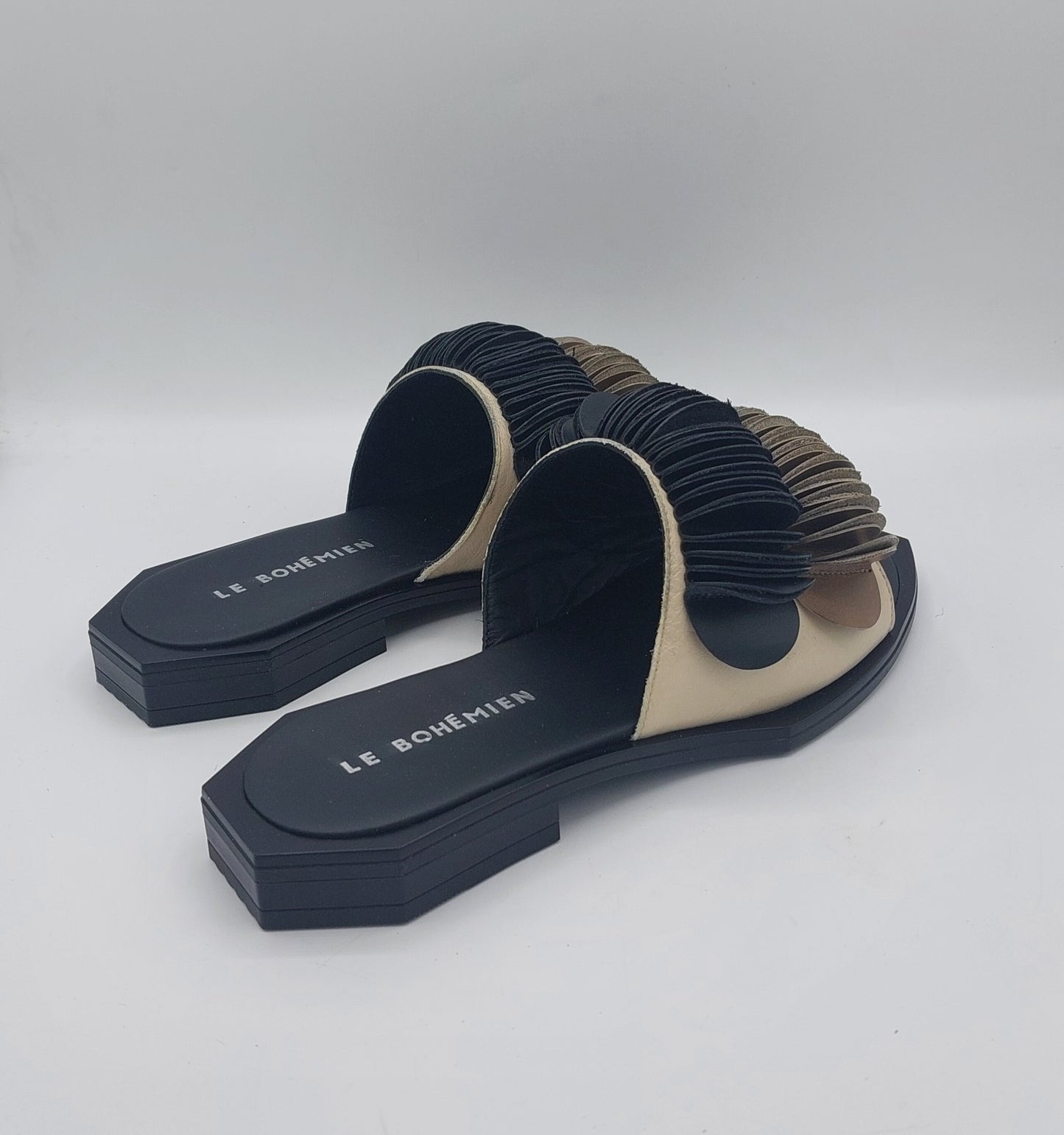 Le bohemien ciabatta rouche in pelle tre colori