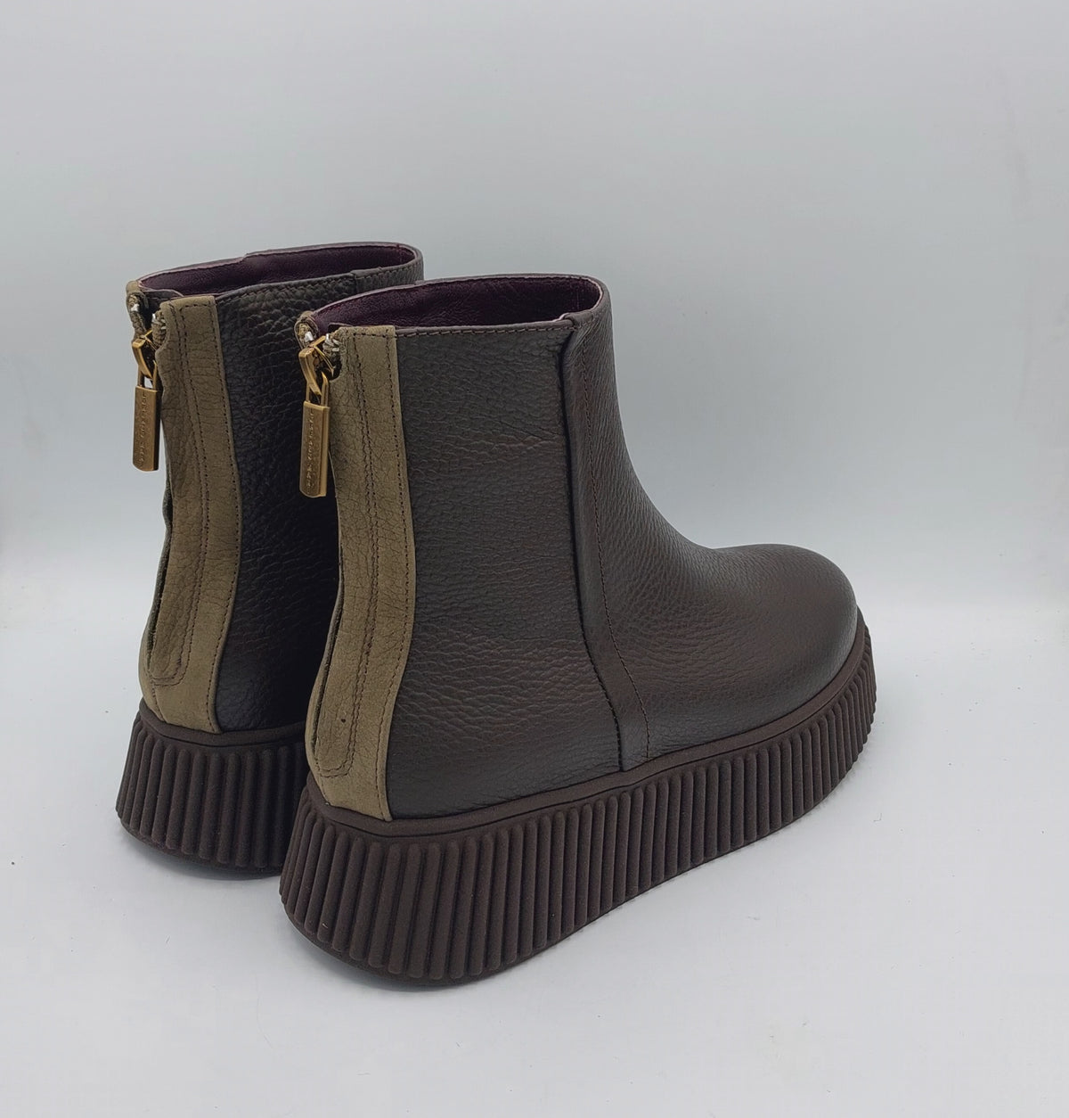 Lorenzomari stivaletto pelle marrone con cerniera