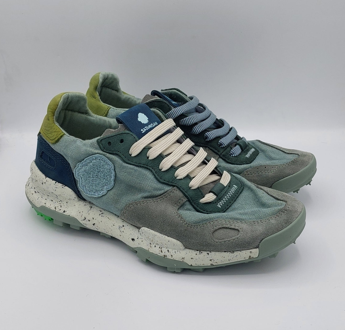 Satorisan sneakers uomo tessuto e camoscio azzurra