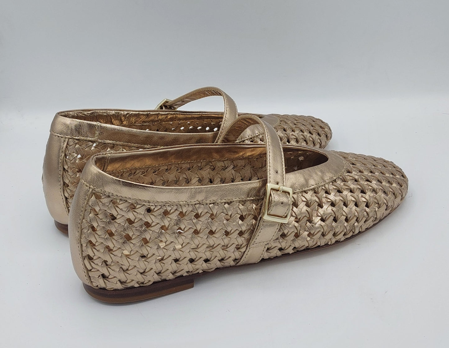 Lorena paggi ballerina in pelle laminata cipria