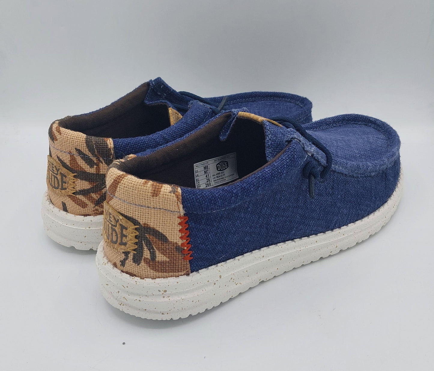 Dude scarpa uomo in tessuto blu dettaglio fantasia