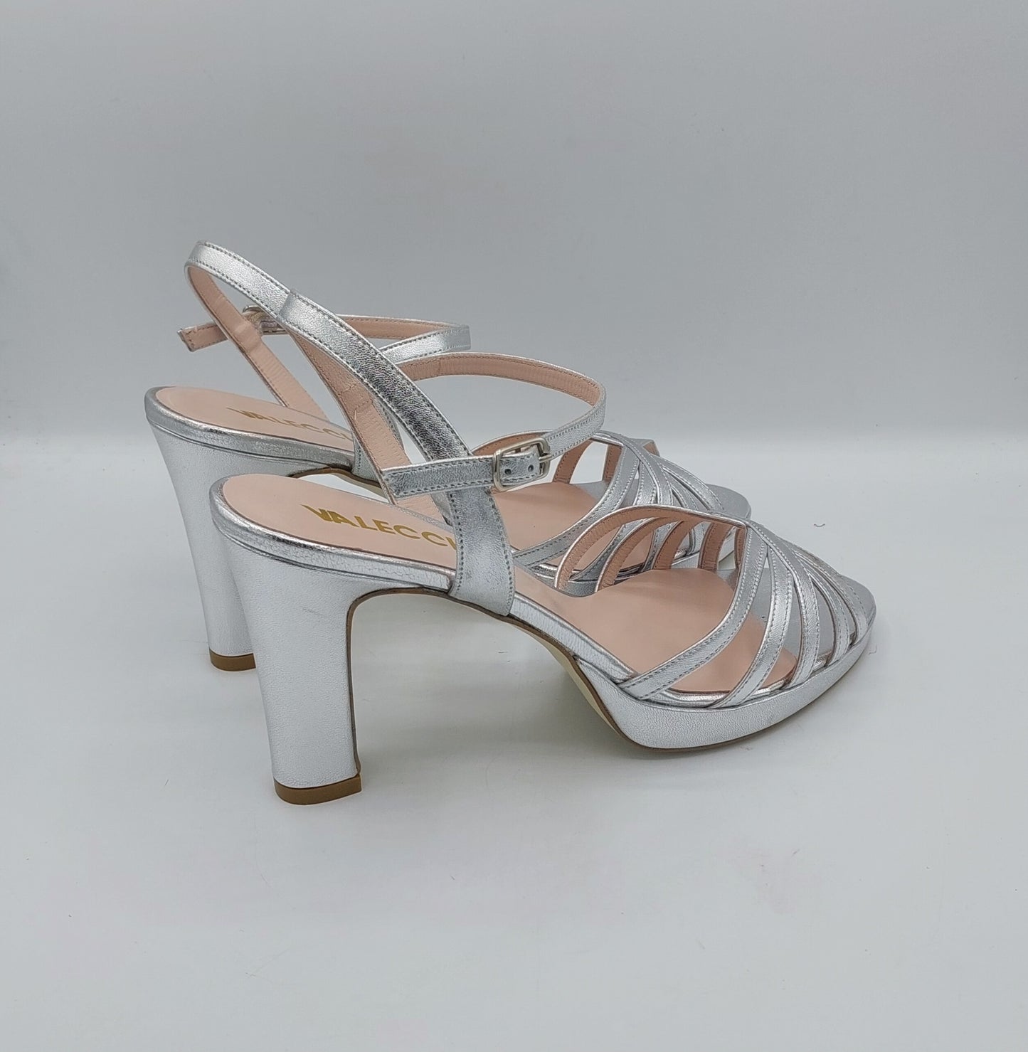 T.Q sandalo tacco in pelle argento