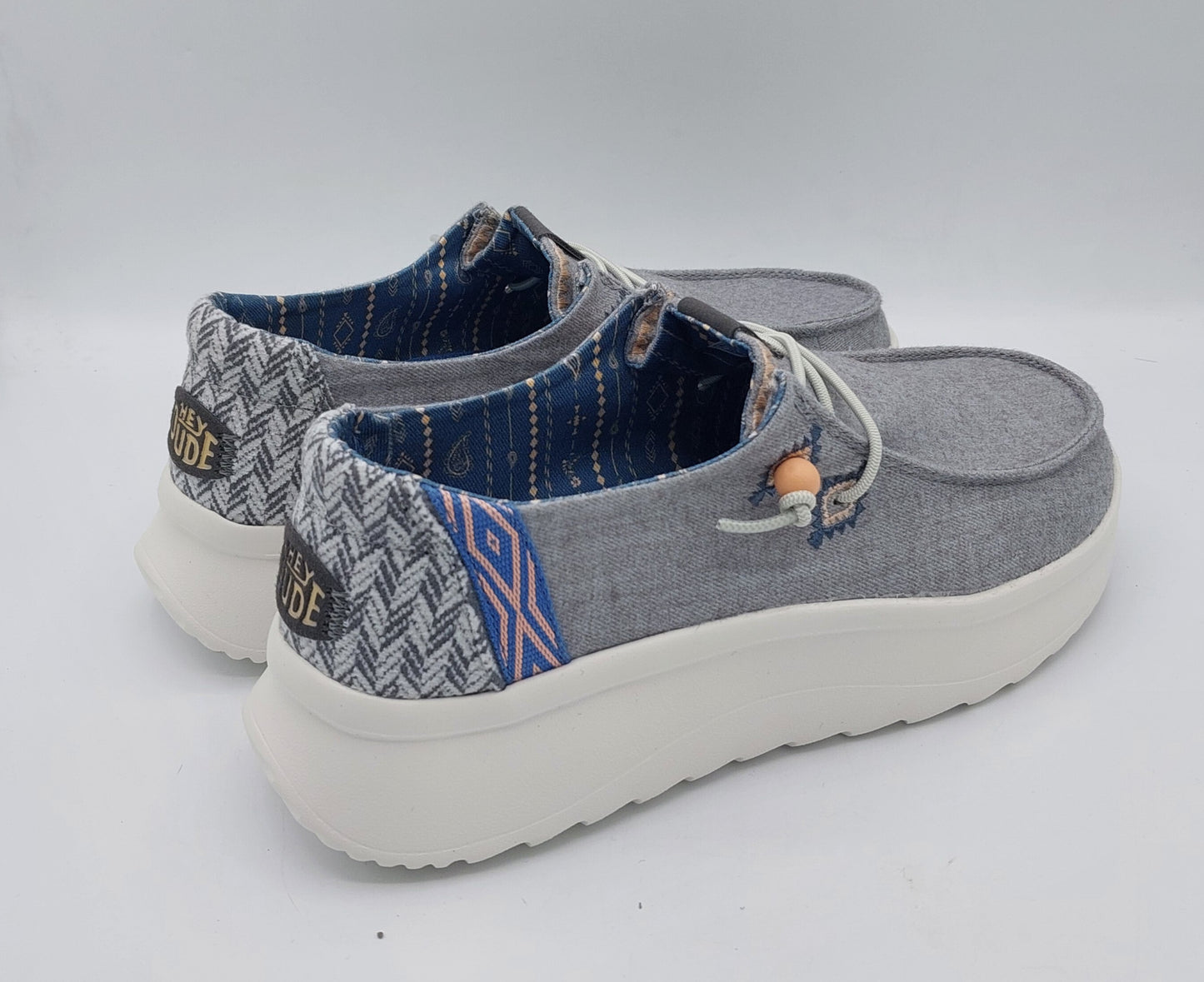 Dude scarpa donna in tessuto color avio con suola alta