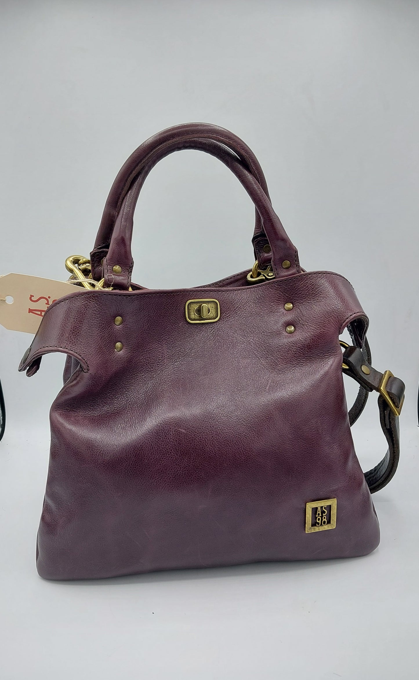 A.S.98 borsa in pelle bordeaux