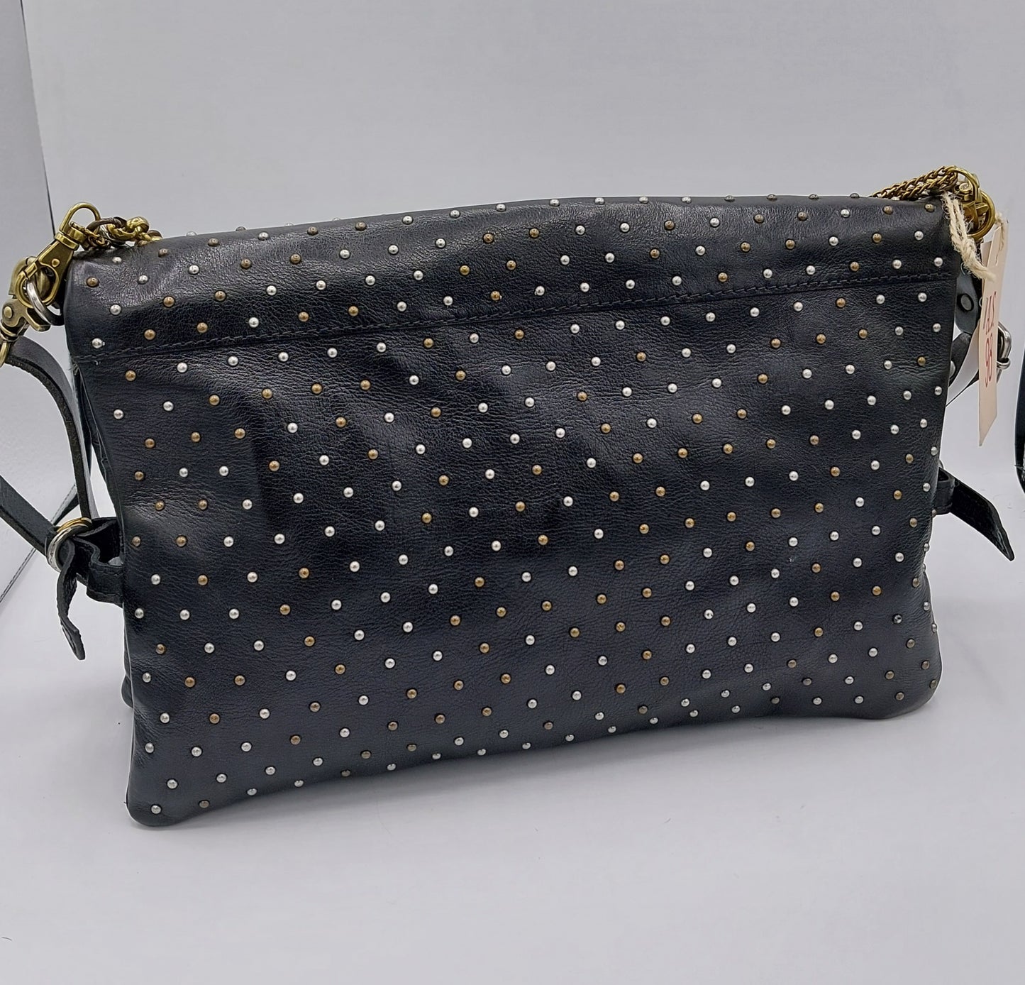 A.S.98 borsa pelle nera con micro borchiette