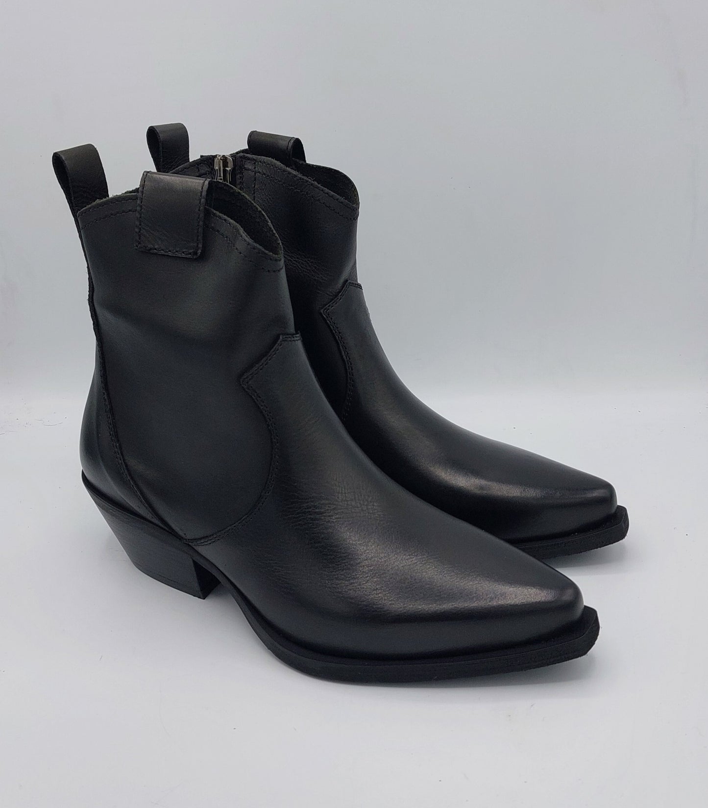 Bottine Metisse Texan en cuir noir