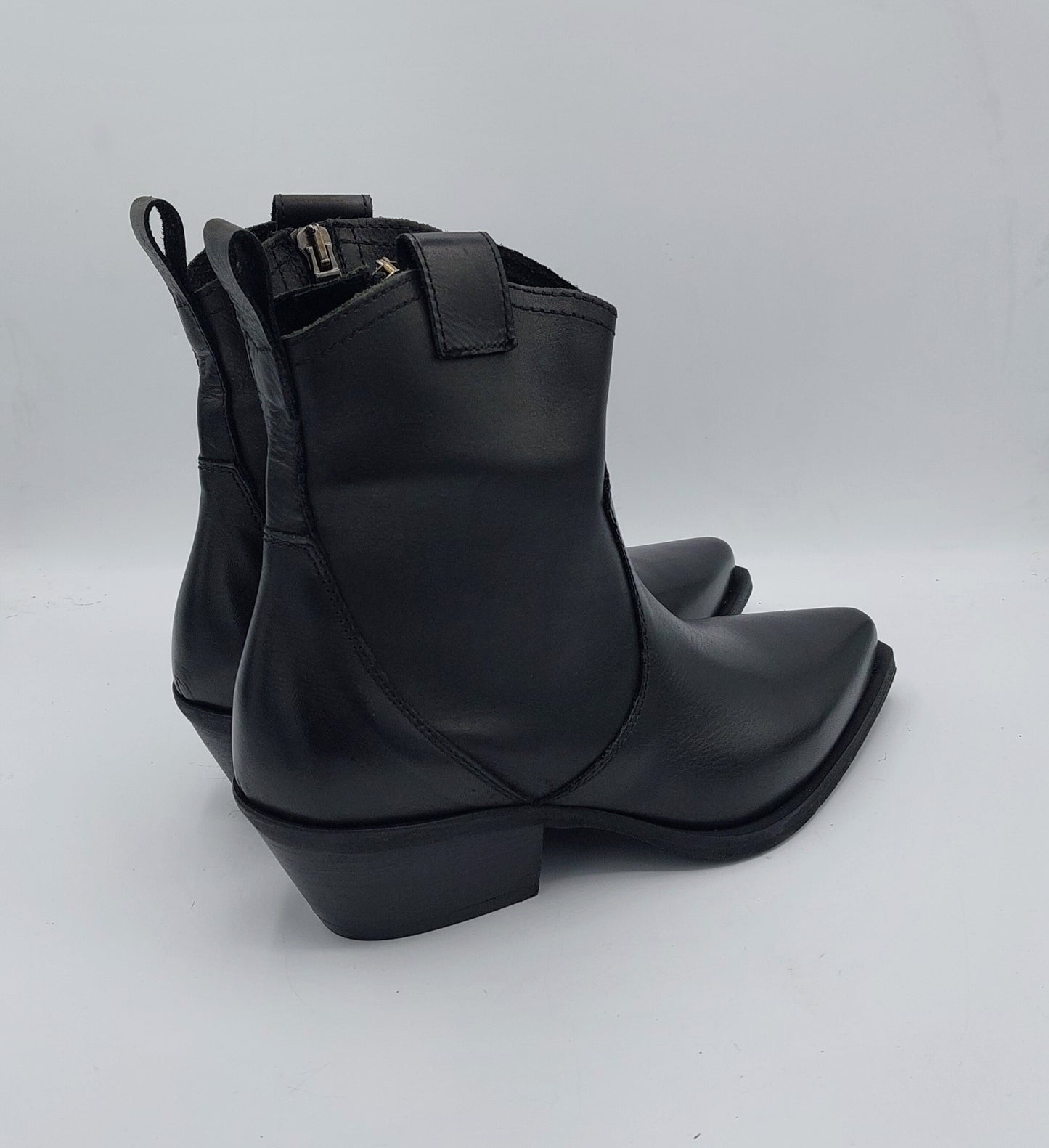 Bottine Metisse Texan en cuir noir