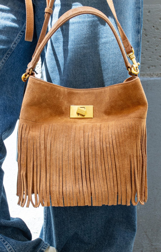 Ermanno scervino borsa secchiello camoscio tabacco