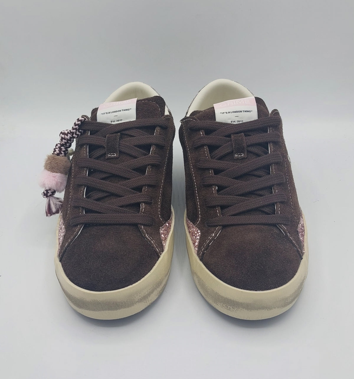 Crime sneakers donna in  camoscio con glitter rosa
