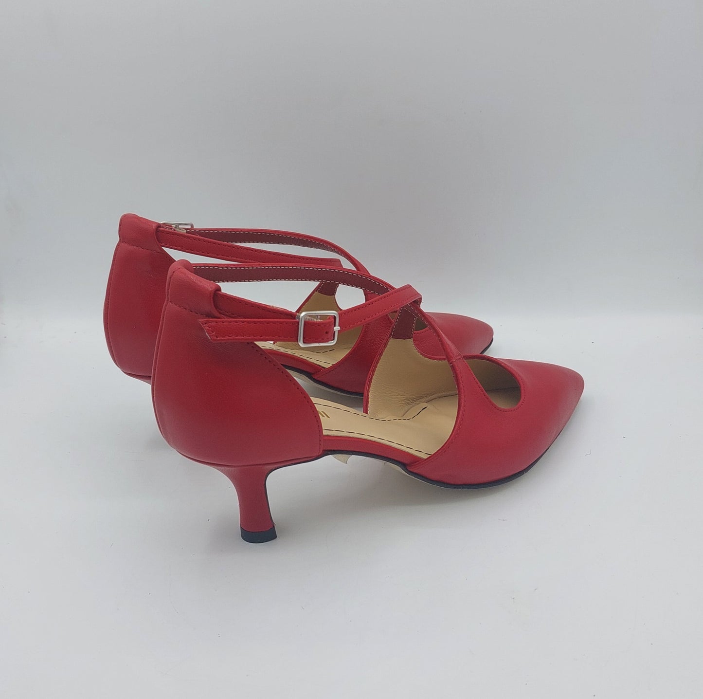 D.O.R scarpa in pelle rossa con incrocio