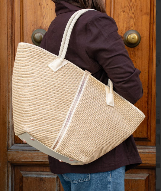 Alexander smith borsa raffia grande rifinitura  bianca